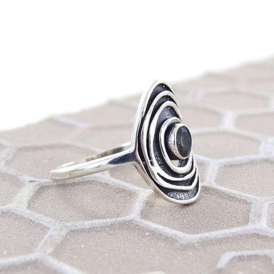 RNG SILVER RIPPLE STONE RING