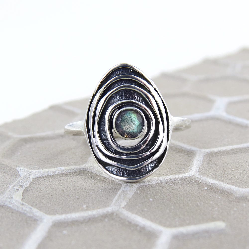 RNG SILVER RIPPLE STONE RING