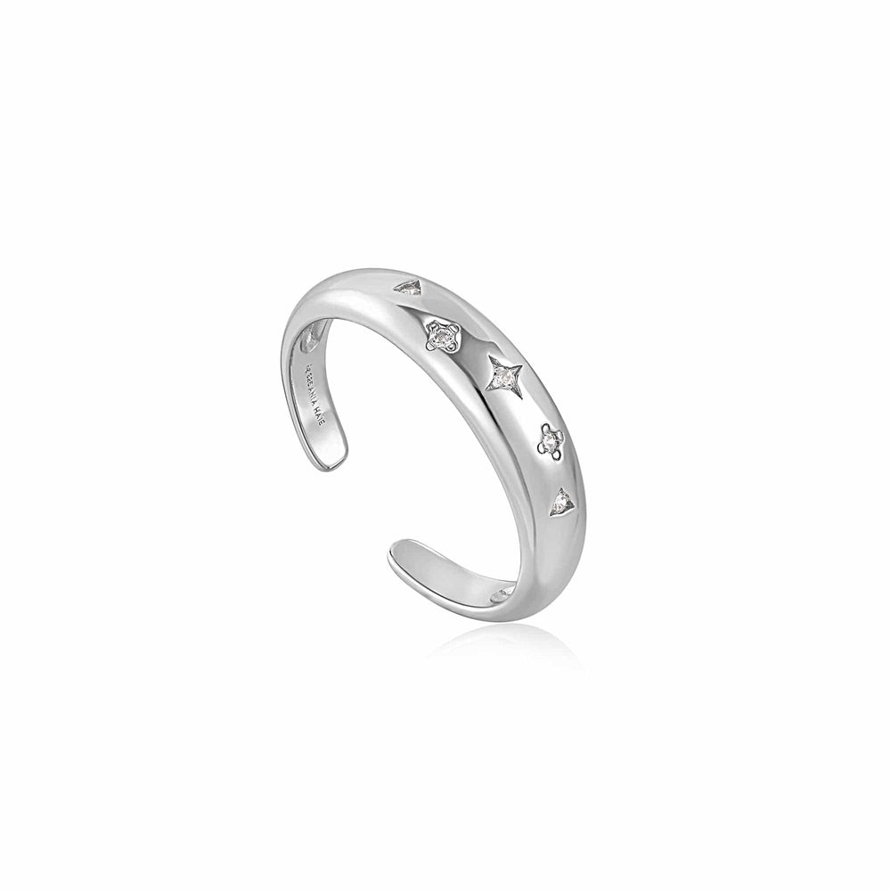 RNG Silver Scattered Stars Adjustable Ring