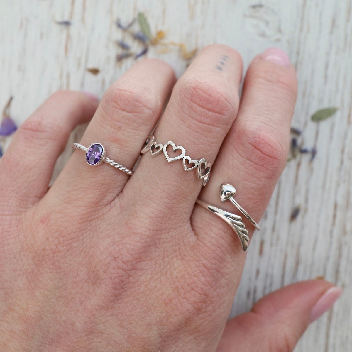 RNG Silver Small & Large Heart Band