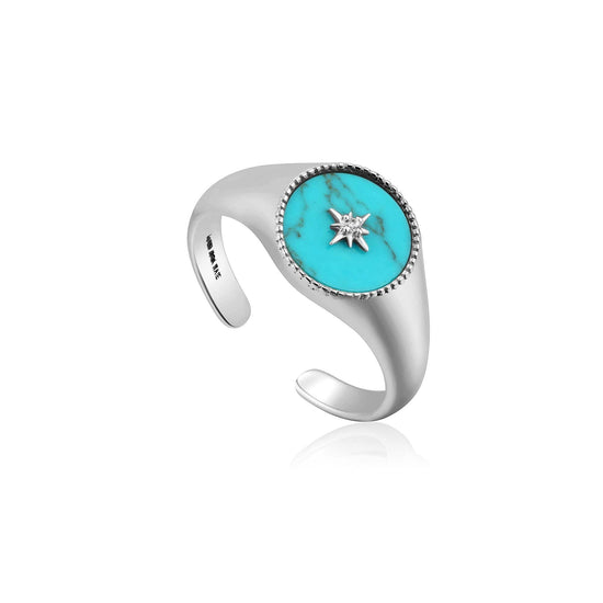 RNG Silver Turquoise Emblem Signet Ring