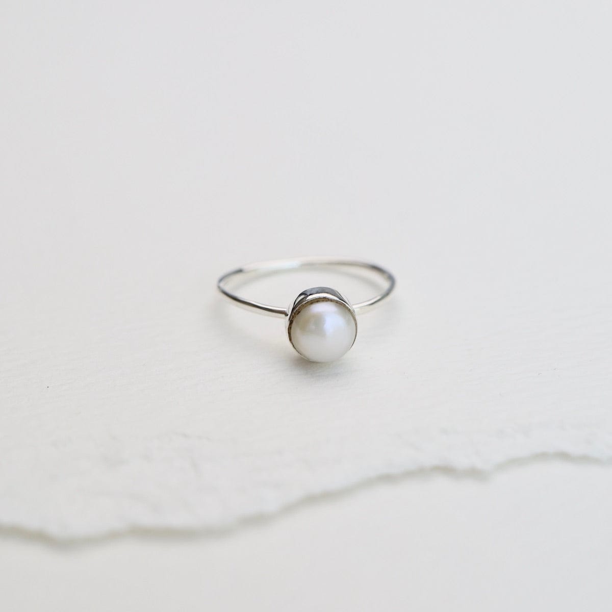 Simple Pearl Silver Ring – Dandelion Jewelry