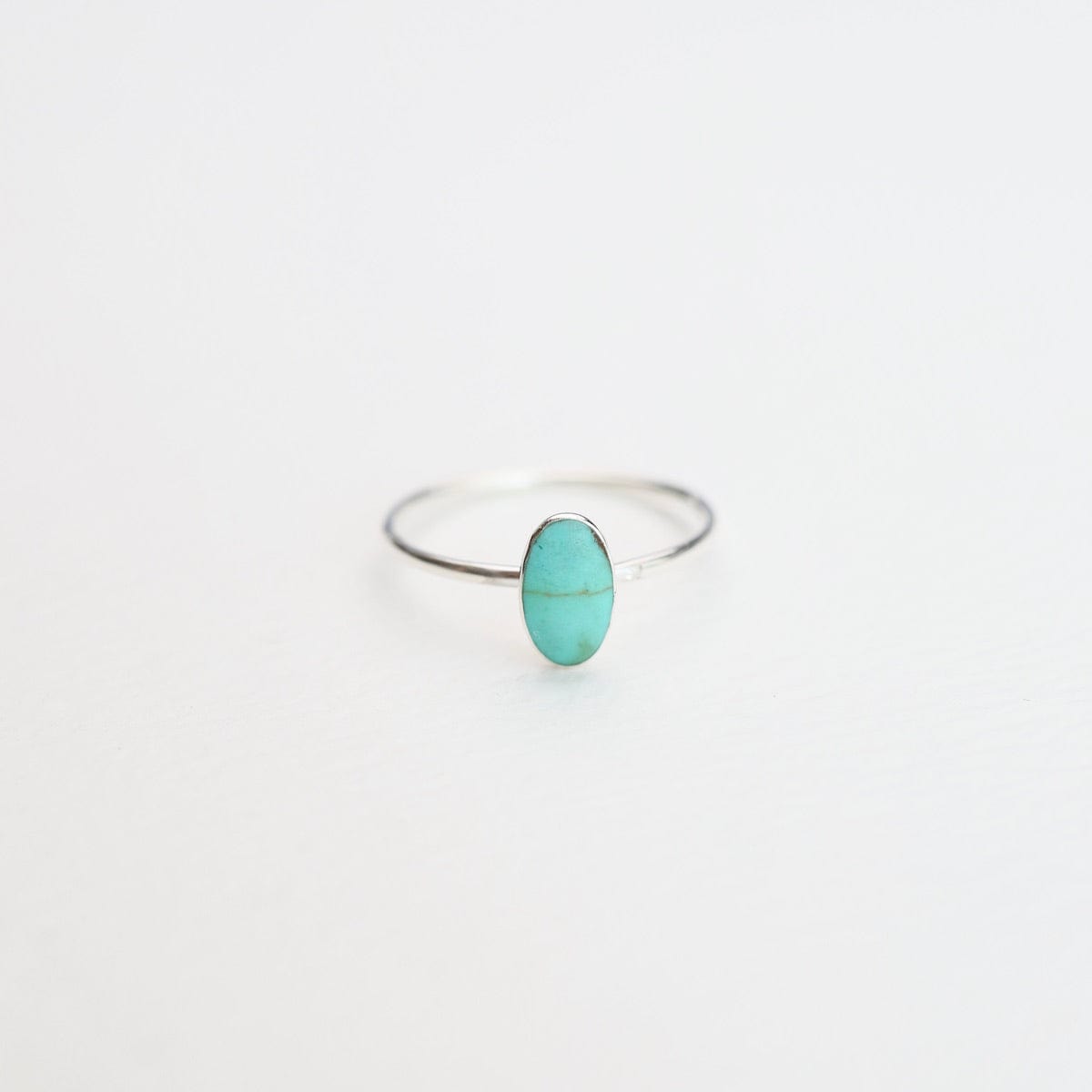 RNG Small Oval Compressed Turquoise Silver Ring