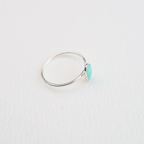 RNG Small Oval Compressed Turquoise Silver Ring