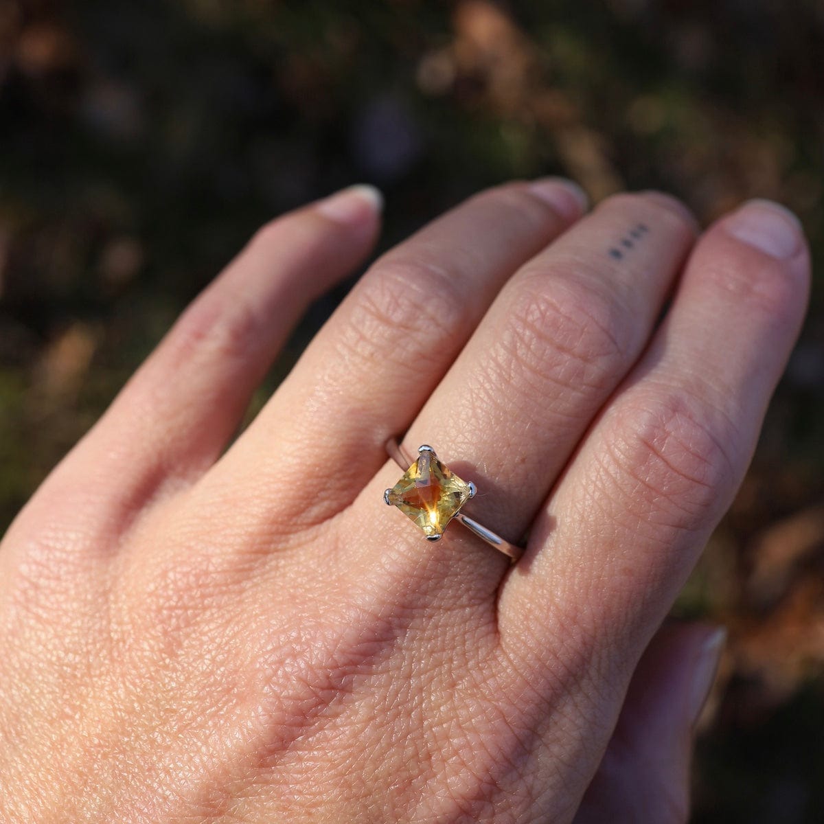 RNG Square Citrine Ring