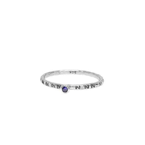 RNG Sterling Etched Stacking Ring with Amethyst