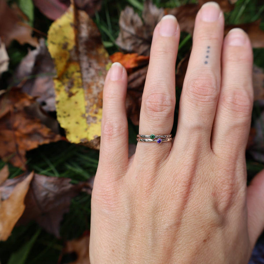 
                      
                        RNG Sterling Etched Stacking Ring with Amethyst
                      
                    