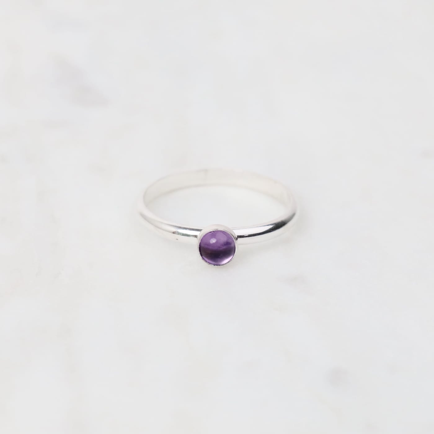 RNG Sterling Silver 2mm Half Round Cabochon Amethyst R