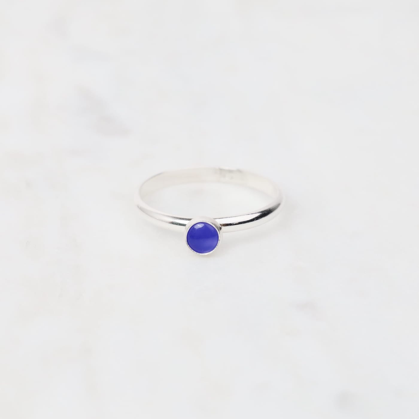 RNG Sterling Silver 2mm Half Round Cabochon Blue Onyx