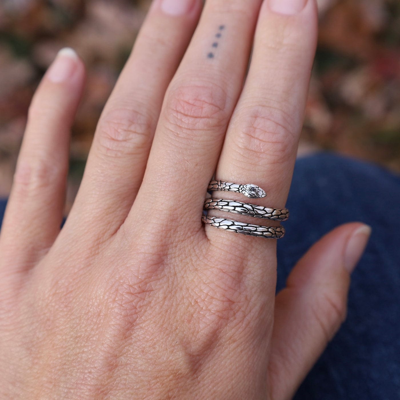 RNG Sterling Silver 3 Wrap Snake Band