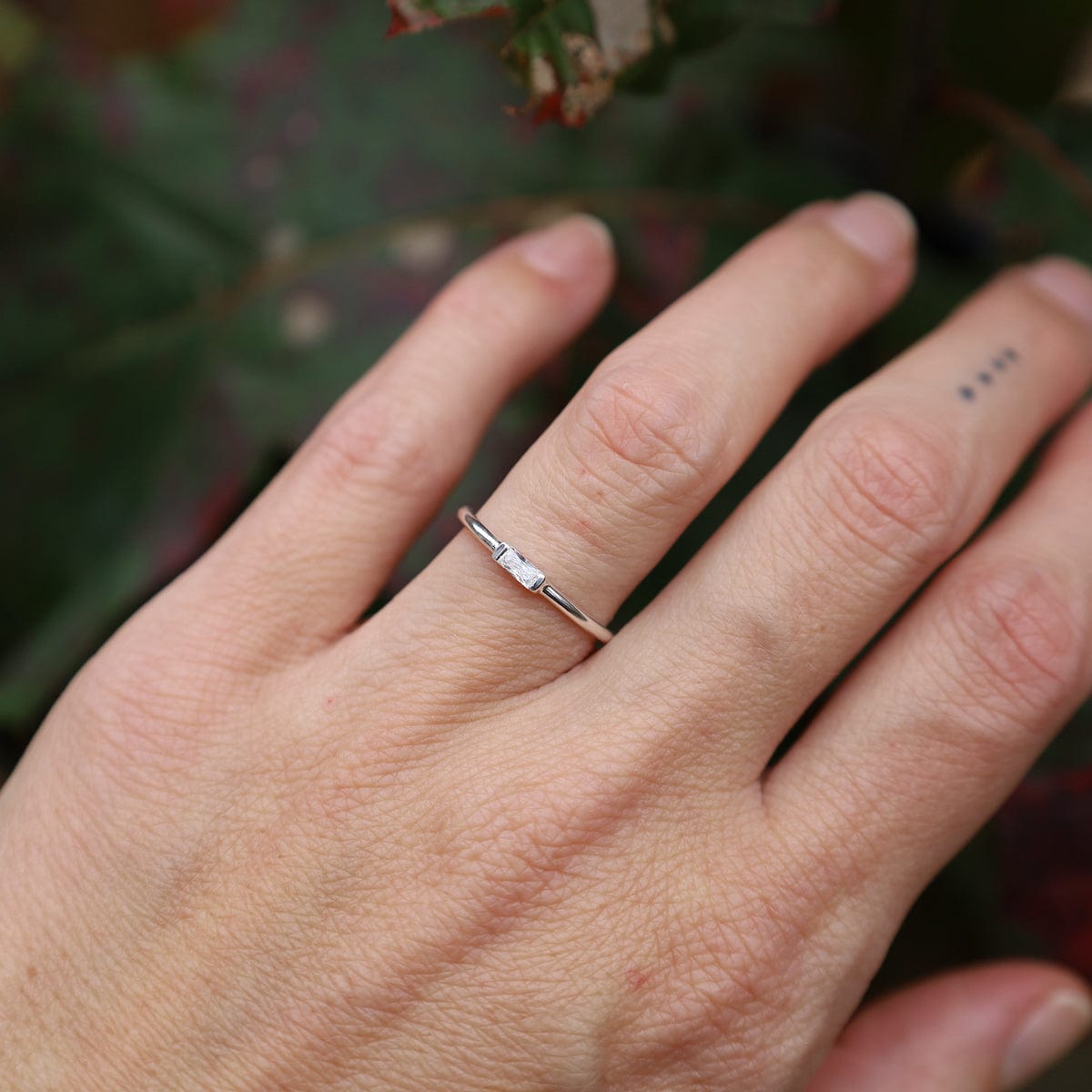 RNG Sterling Silver Band with Channel Set CZ Baguette Ring