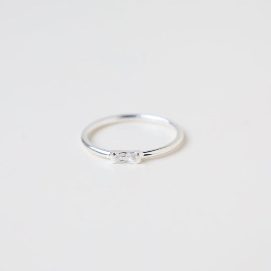 RNG Sterling Silver Band with Channel Set CZ Baguette Ring