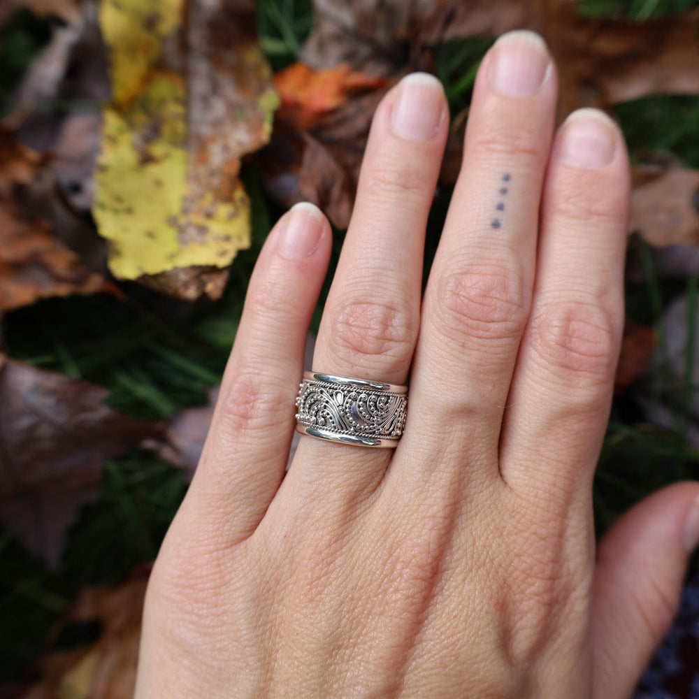 
                  
                    RNG Sterling Silver Beaded Swirls Ring
                  
                