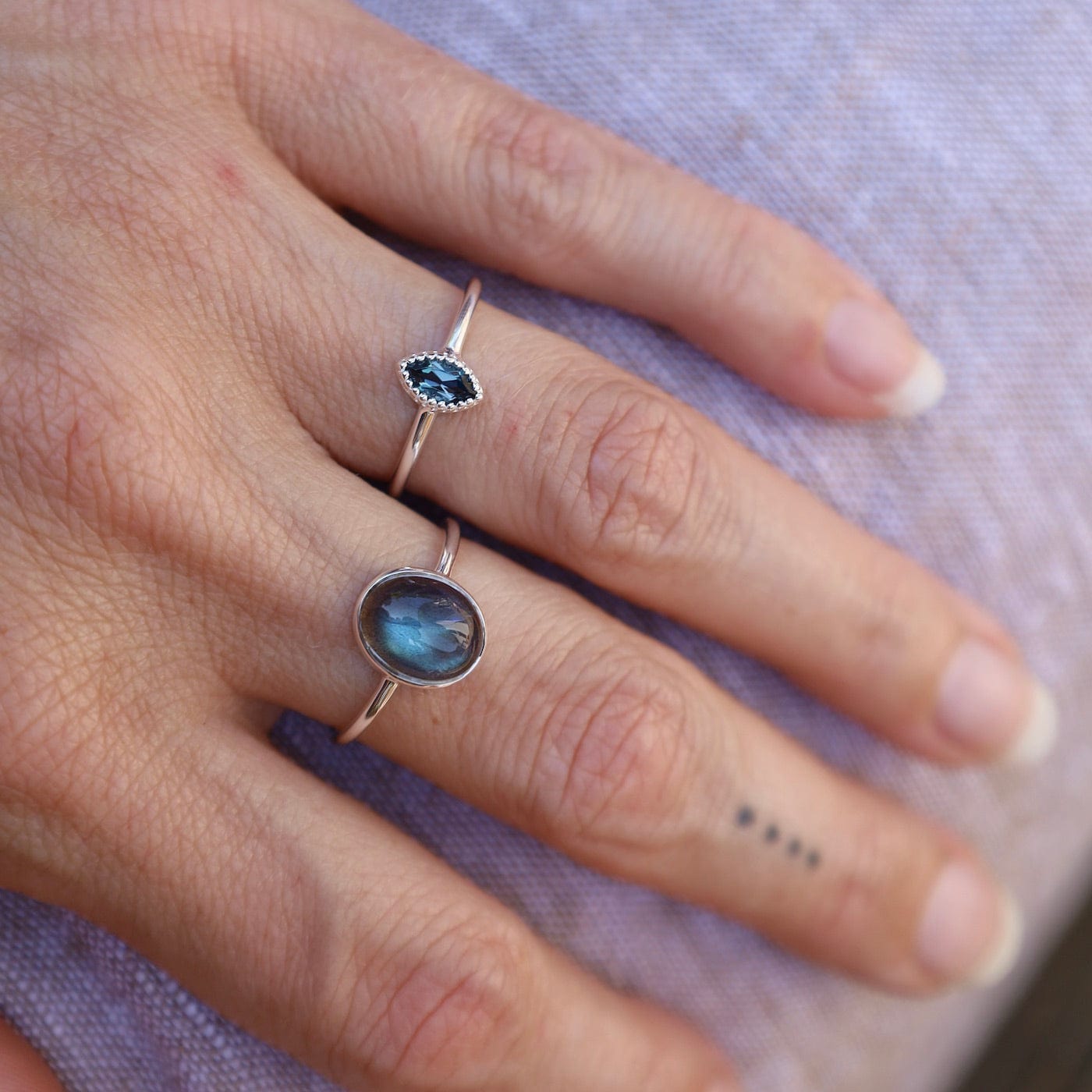 Sterling Silver Bezel Set Labradorite Cabochon Ring – Dandelion