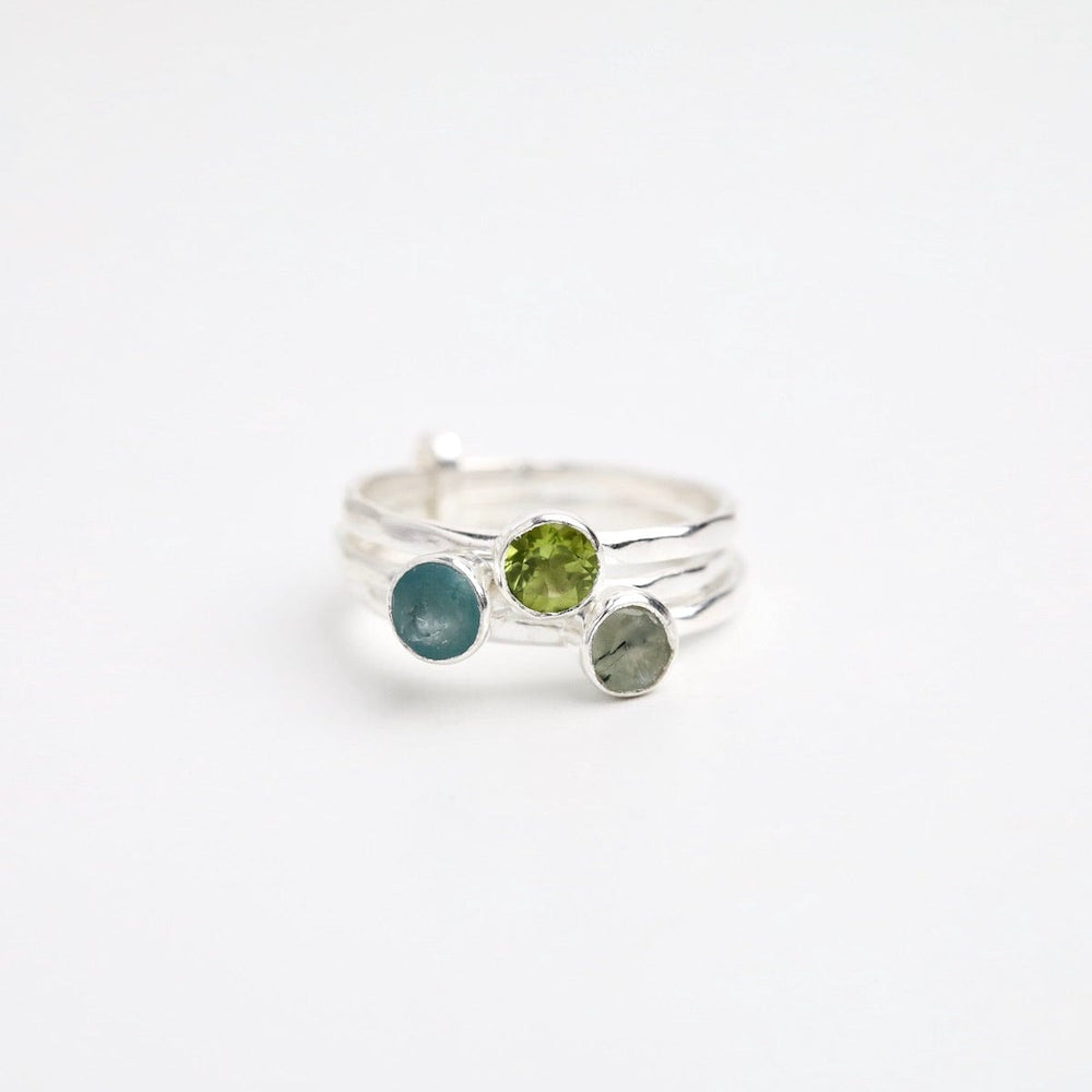 
                      
                        RNG Sterling Silver Blue Green Triple Stone Stacking Ring
                      
                    