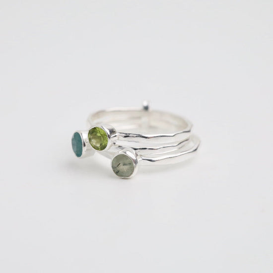 RNG Sterling Silver Blue Green Triple Stone Stacking Ring