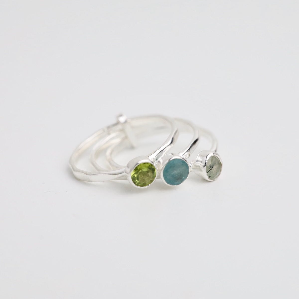 RNG Sterling Silver Blue Green Triple Stone Stacking Ring
