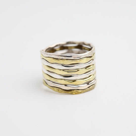 Load image into Gallery viewer, RNG Sterling Silver &amp;amp; Brass Coiled Stacking Ring
