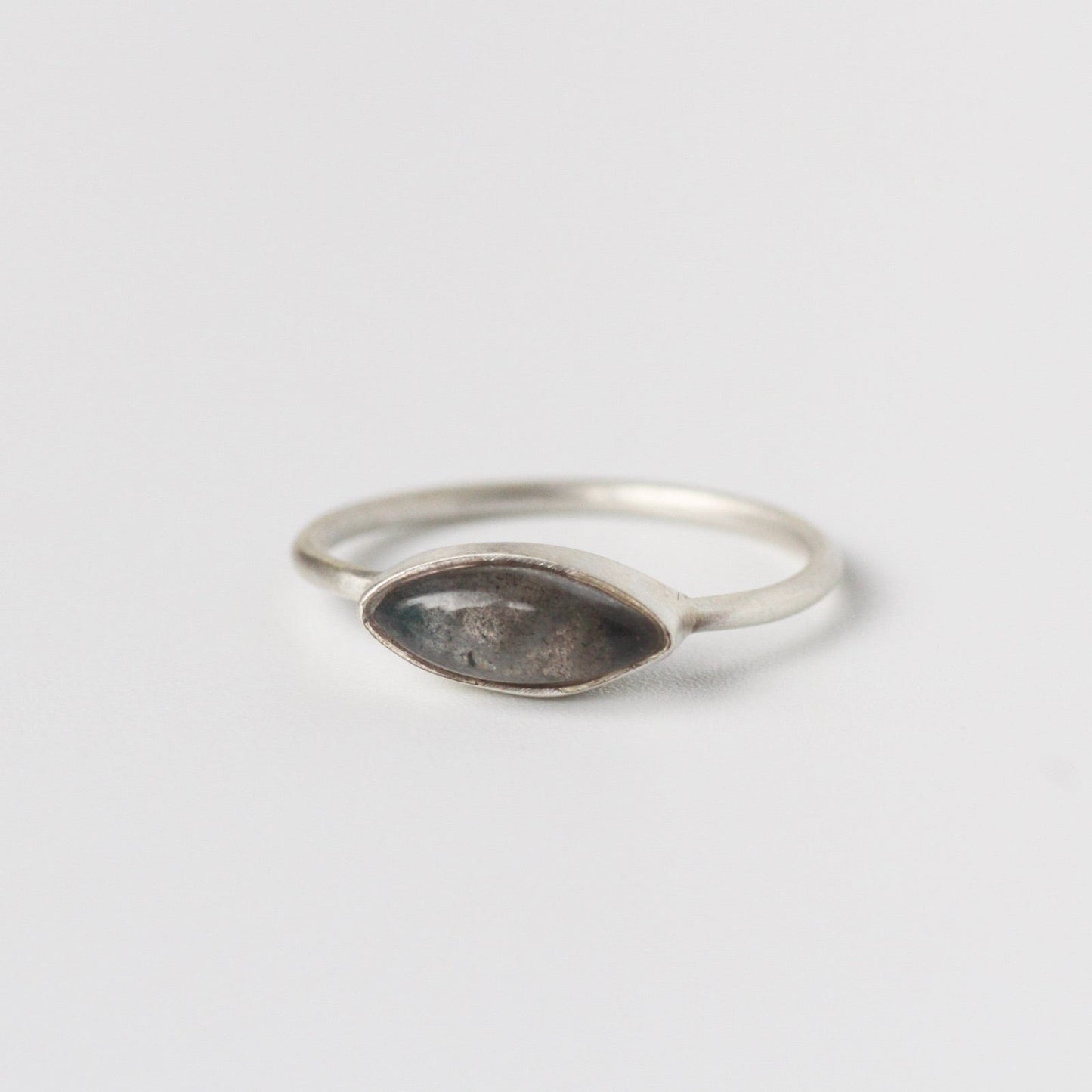 RNG Sterling Silver Cabochon Labradorite Marquis Ring