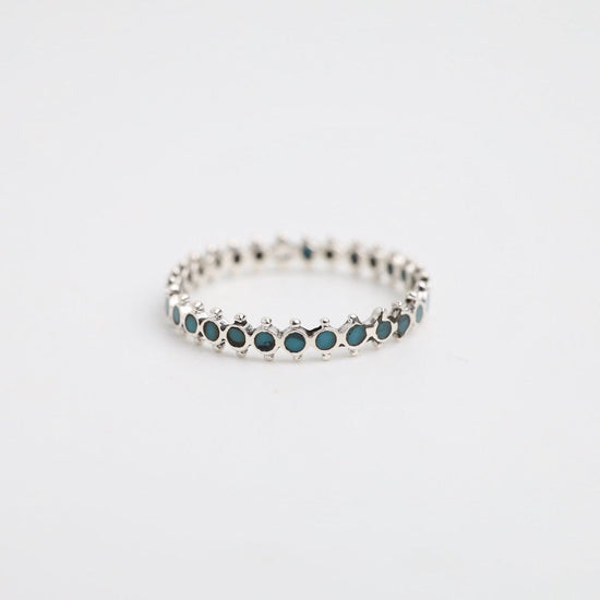 RNG Sterling Silver Delicate Turquoise Band