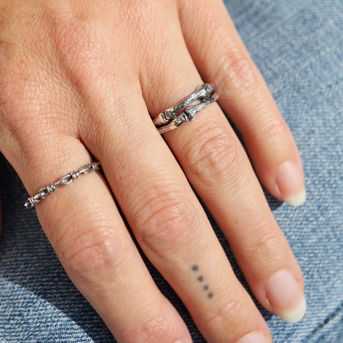 RNG Sterling Silver Double Bamboo Band Ring