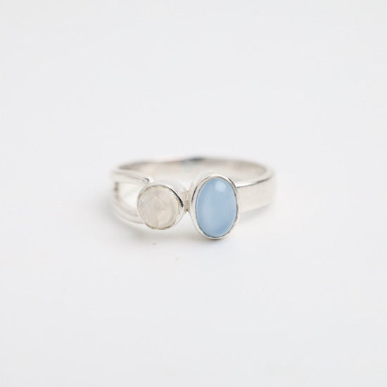 RNG Sterling Silver Double Stone Ring - Moonstone
