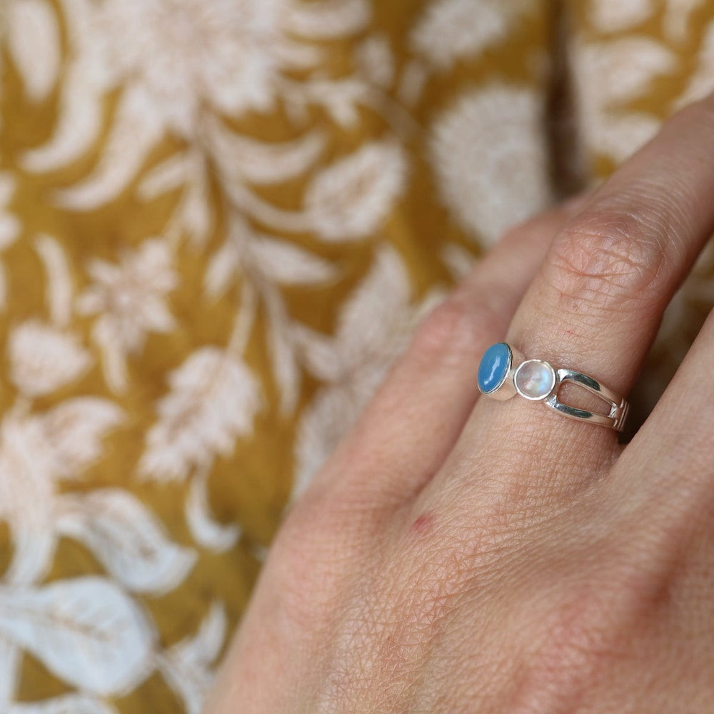 
                      
                        RNG Sterling Silver Double Stone Ring - Moonstone
                      
                    