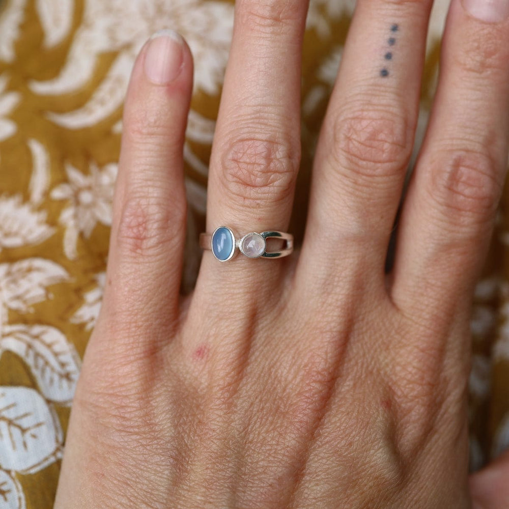 
                      
                        RNG Sterling Silver Double Stone Ring - Moonstone
                      
                    