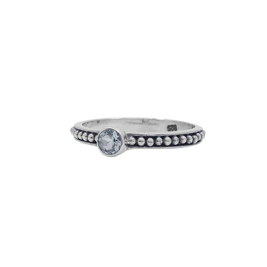 RNG Sterling Silver Granulation Band with Blue Topaz