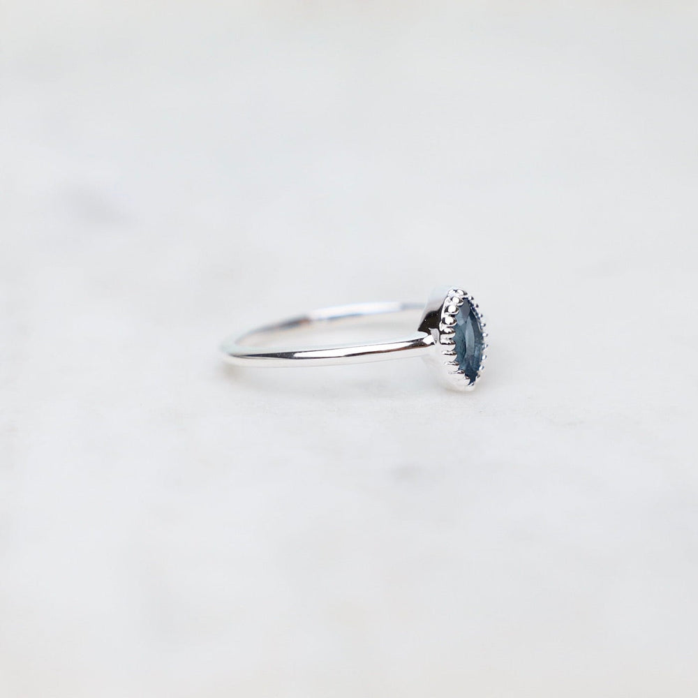 
                      
                        RNG Sterling Silver Marquis Cut London Blue Topaz Milgrain Edge Ring
                      
                    