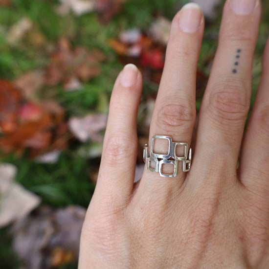 RNG Sterling Silver Mod Squares Ring