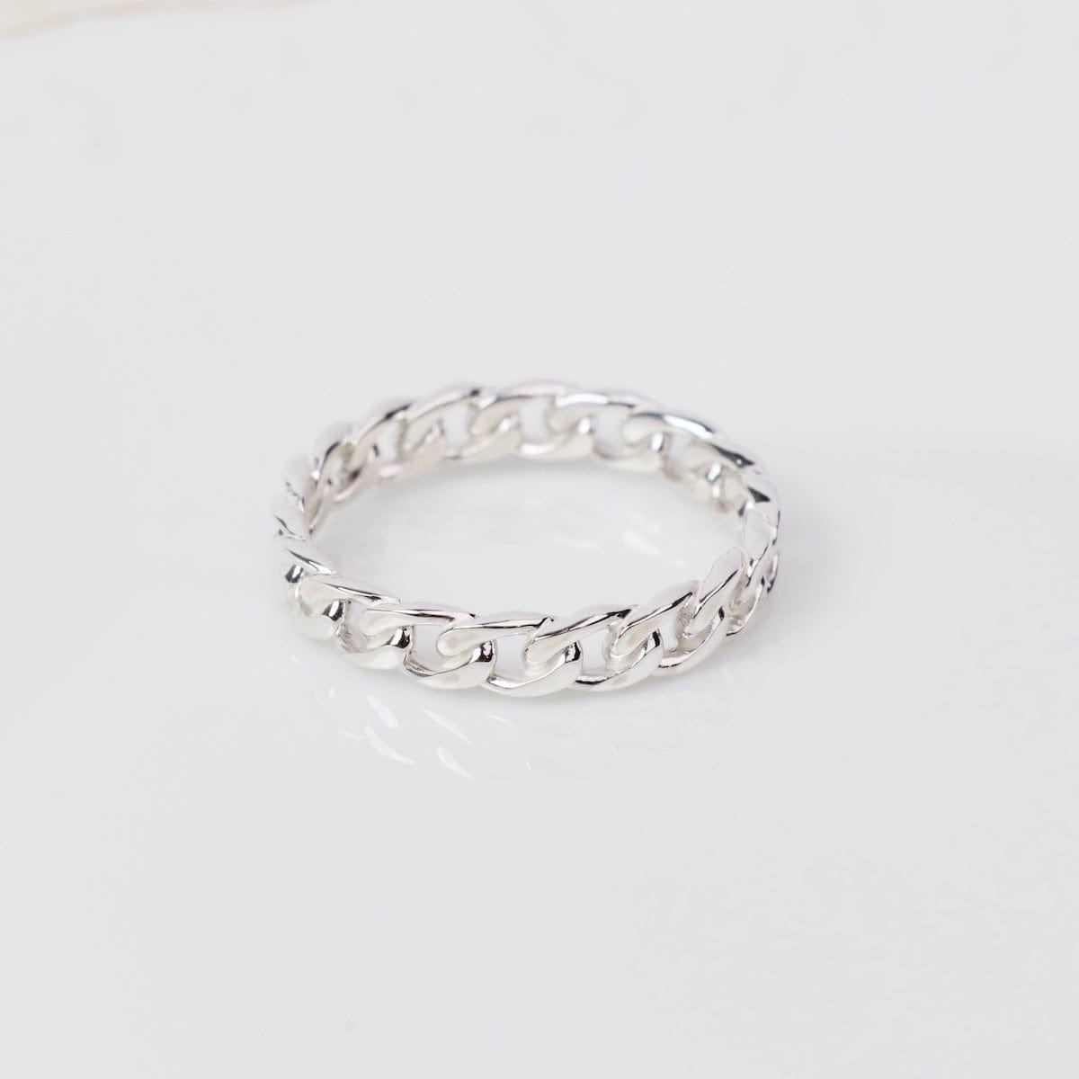 RNG Sterling Silver Narrow Curb Chain Band Ring