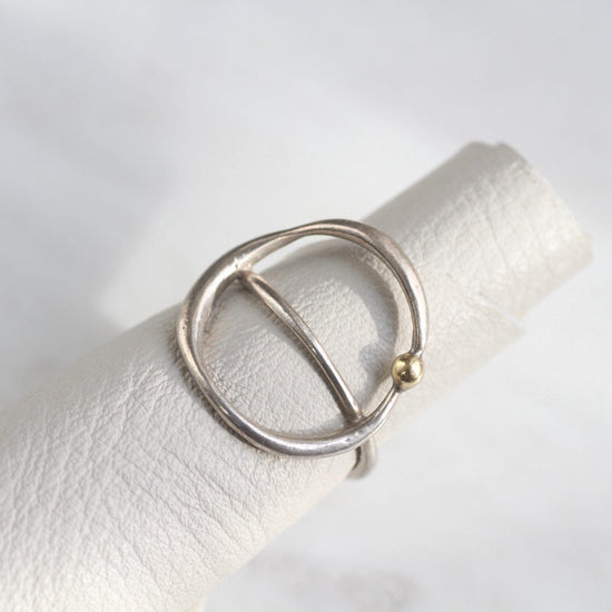 RNG Sterling Silver Open Saddle Ring with 18K Gold Vermeil Dot