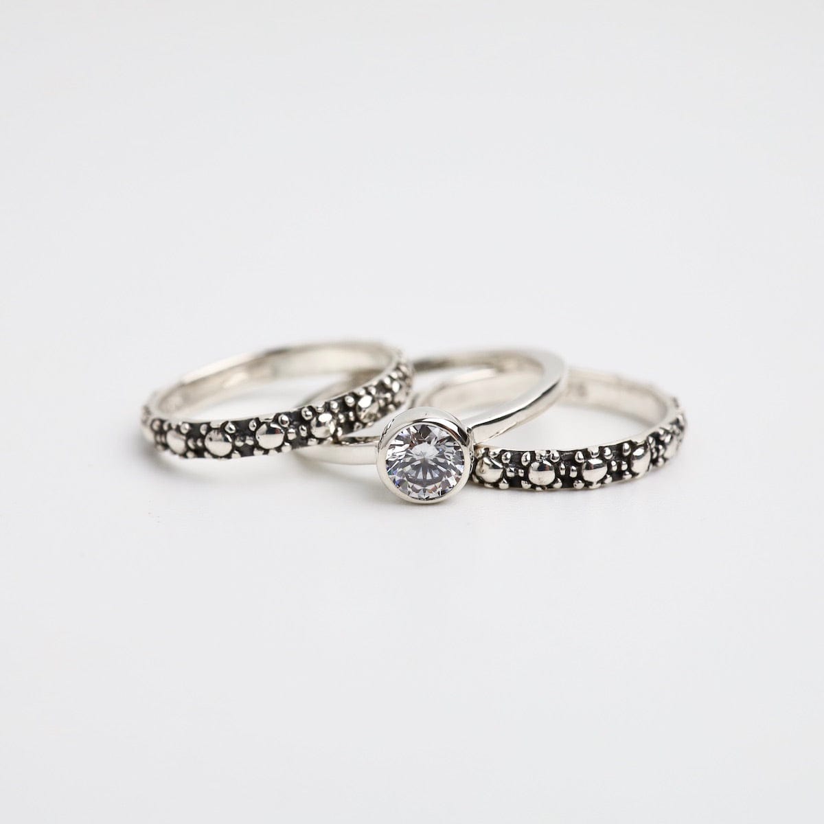 RNG Sterling Silver Oxidized Dot Stacking Ring
