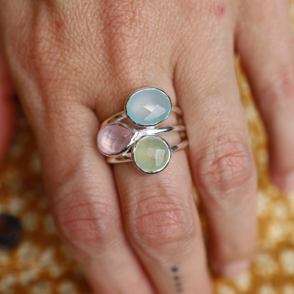 
                      
                        RNG Sterling Silver Pastels Triple Stone Ring
                      
                    