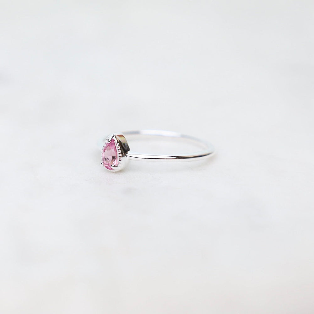 
                  
                    RNG Sterling Silver Pear Cut Pink Tourmaline Milgrain Edge Ring
                  
                