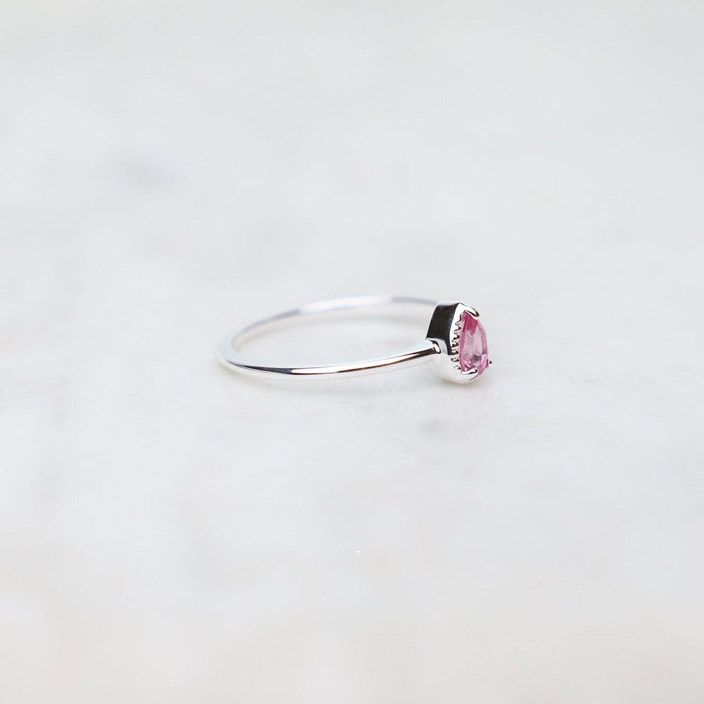 
                  
                    RNG Sterling Silver Pear Cut Pink Tourmaline Milgrain Edge Ring
                  
                