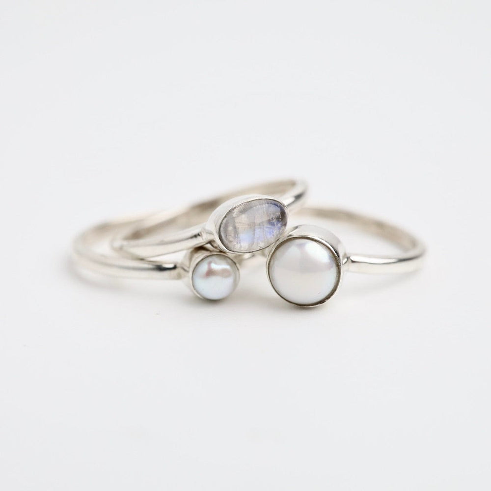 
                  
                    RNG Sterling Silver Pearl Mix Triple Band Stacking Ring
                  
                