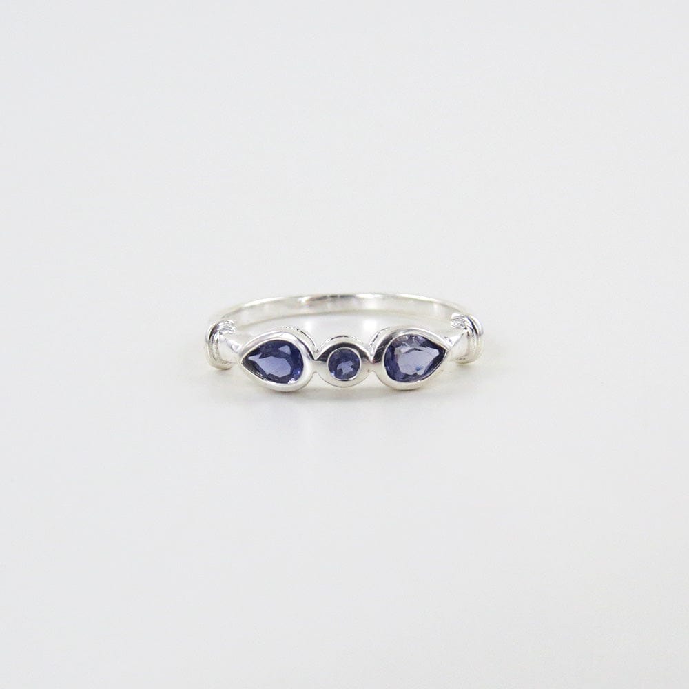 RNG STERLING SILVER RING THREE IOLITE RING