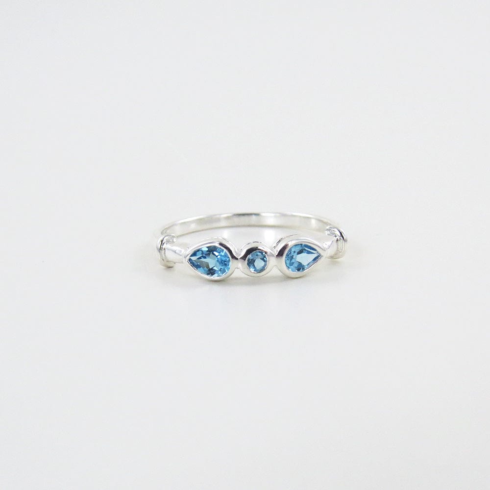 RNG STERLING SILVER RING THREE SWISS BLUE TOPAZ RING