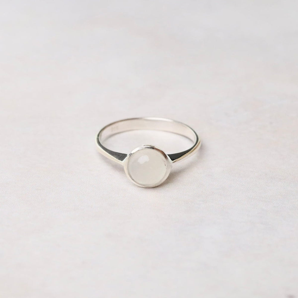 RNG Sterling Silver Ring with 6mm Round Bezel Set Moonstone