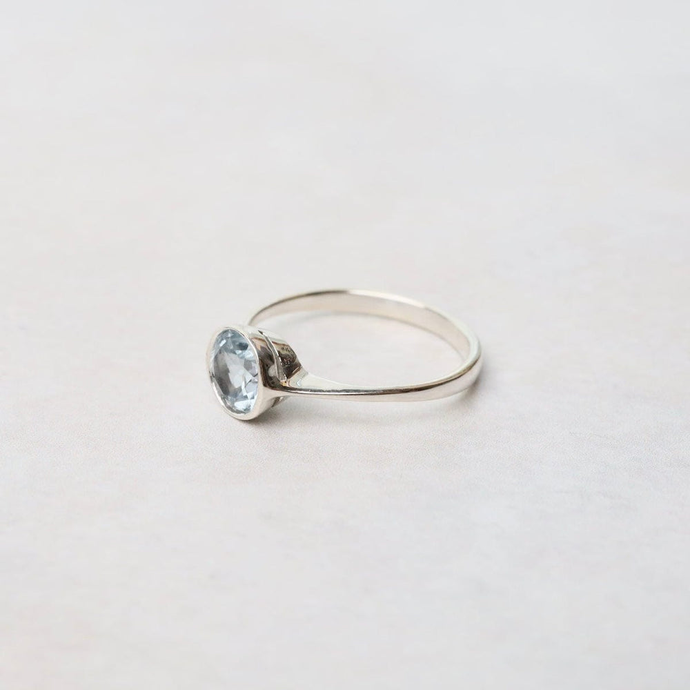 
                  
                    RNG Sterling Silver Ring with 6mm Round Bezel Set Sky Blue Topaz
                  
                