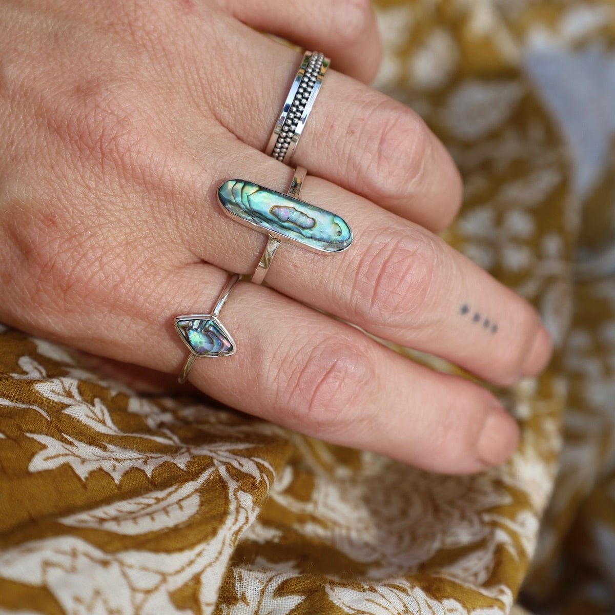 RNG Sterling Silver Ring with Oval Paua Shell