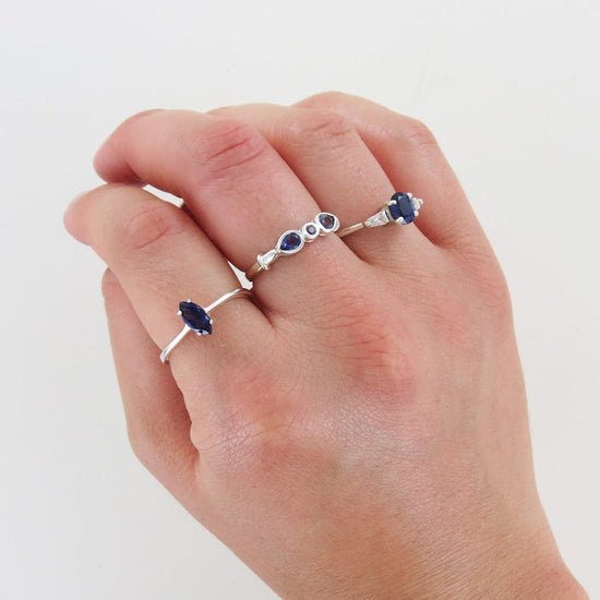 Load image into Gallery viewer, RNG Sterling Silver Ring with Single Marquise Iolite
