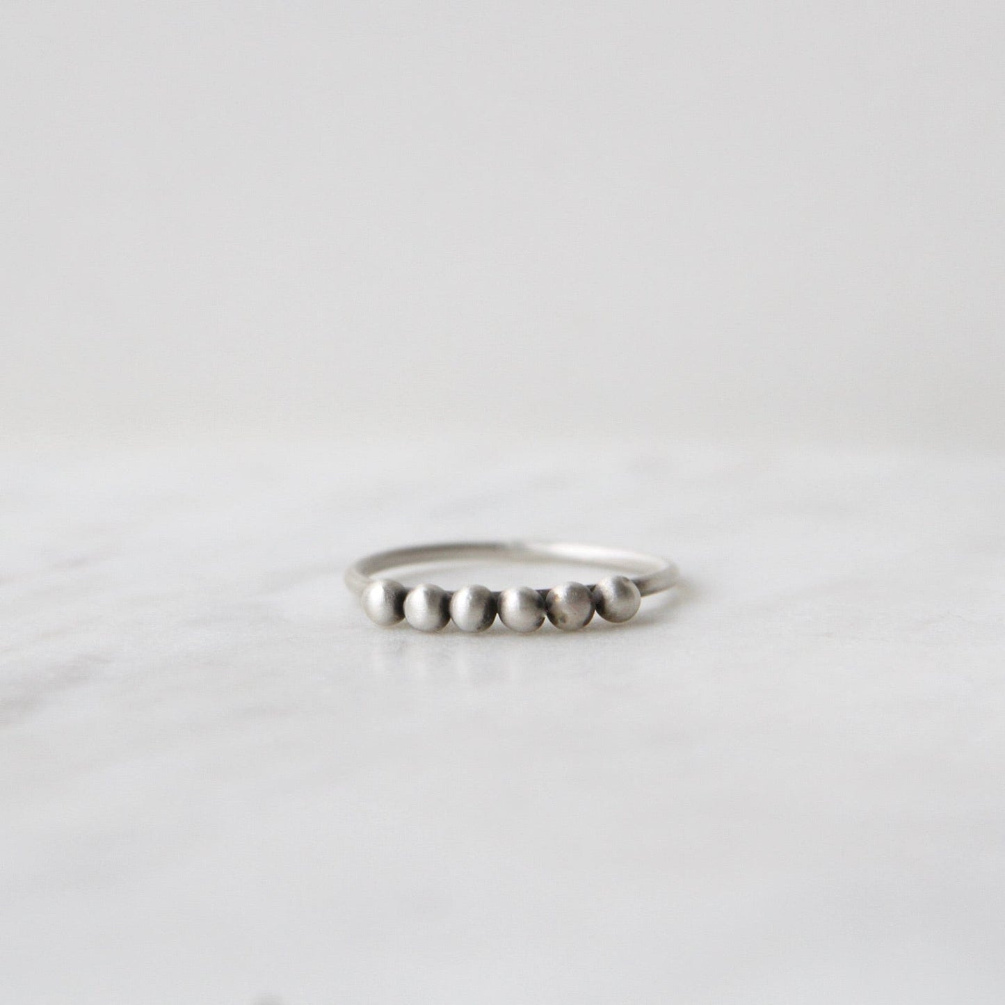 RNG Sterling Silver Six Granulated Ball Stacking Ring