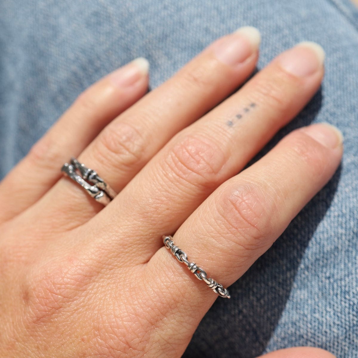 RNG Sterling Silver Slightly Oxidized Bound Link Band
