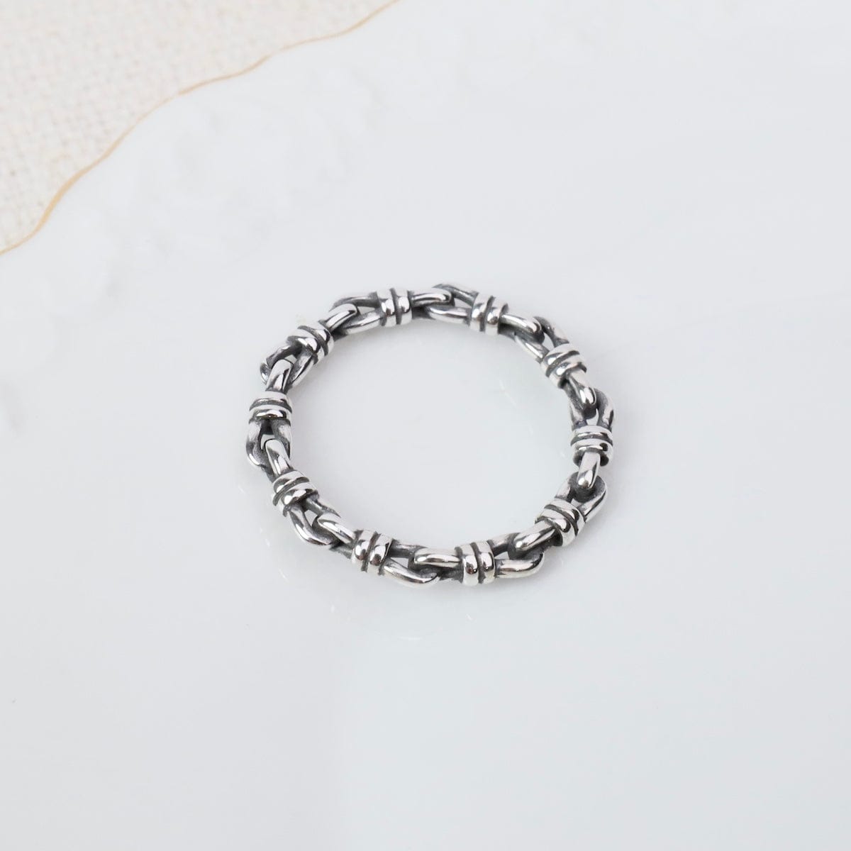 RNG Sterling Silver Slightly Oxidized Bound Link Band
