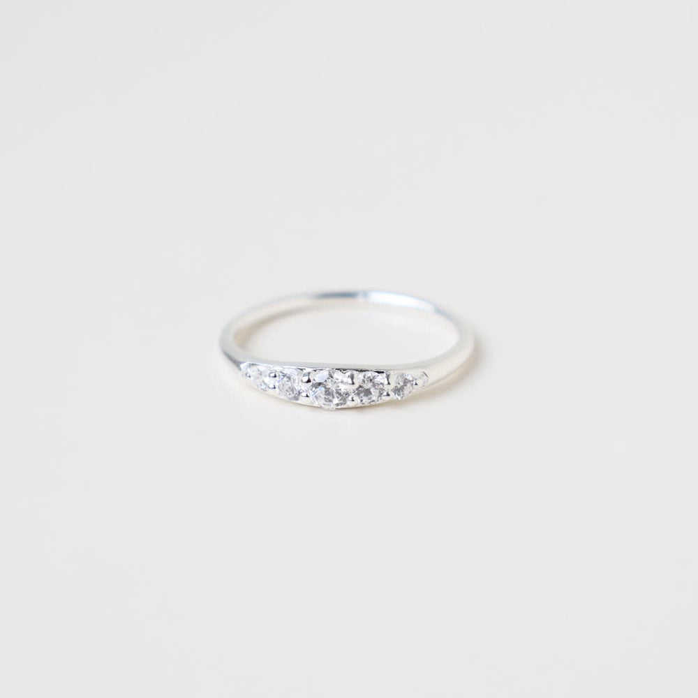 
                      
                        RNG Sterling Silver Tapered Band with 5 CZ Ring
                      
                    