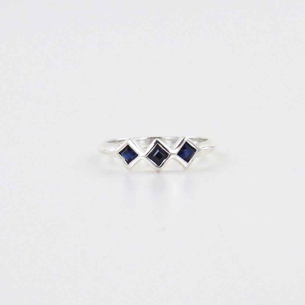 RNG Sterling Silver Three Sapphire Ring