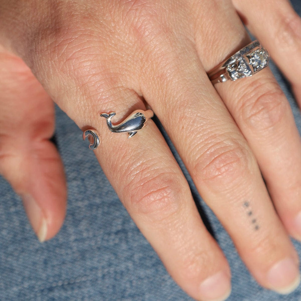
                  
                    RNG Sterling Silver Whale & Wave Adjustable Ring
                  
                